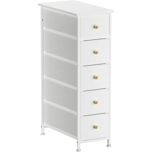 YILQQPER Narrow 5-Drawer Storage Tower – White