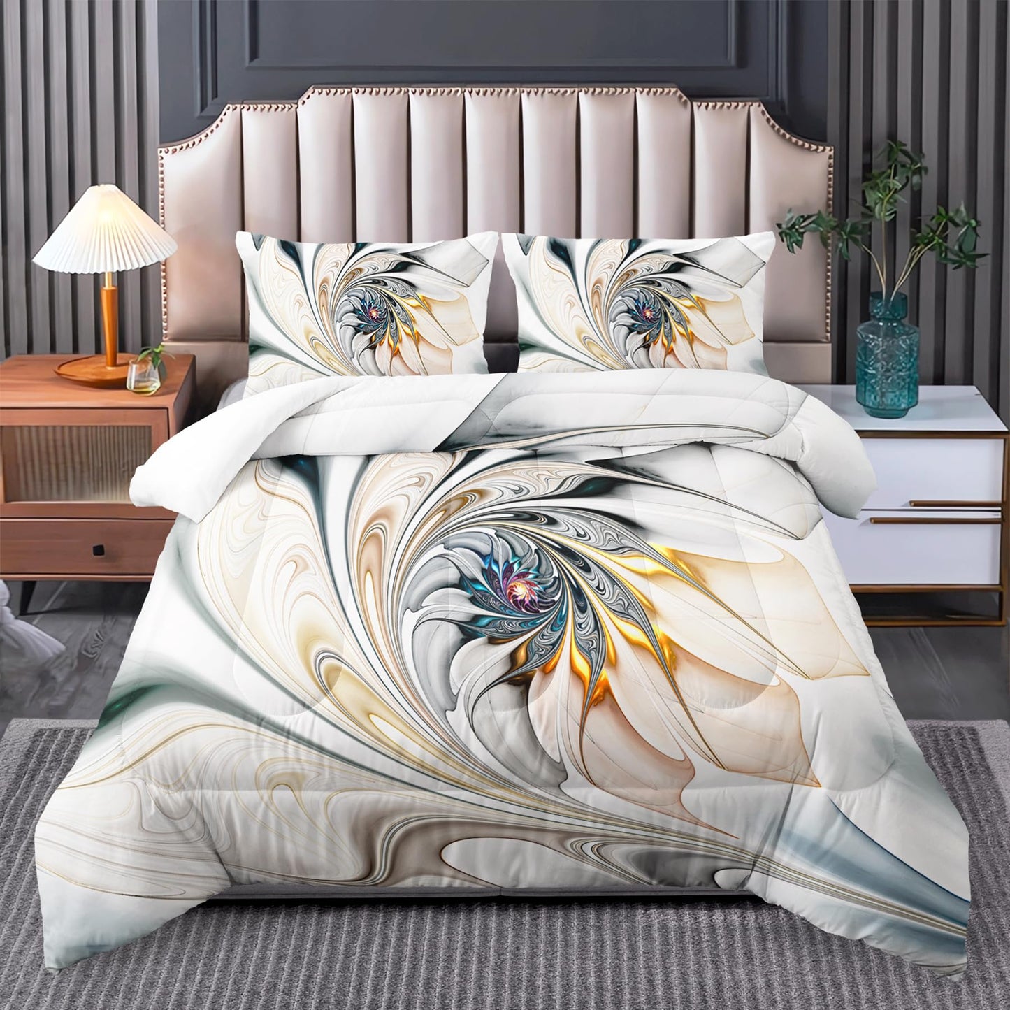 Tuzaovy Twin Size Bedding Set MarbleTwin Size Bed Comforter Set Black and White MarbleBlack White and Gold Bedroom SetsTwin Quilt Bedding Set GeometryParis Bedroom Comforter Set