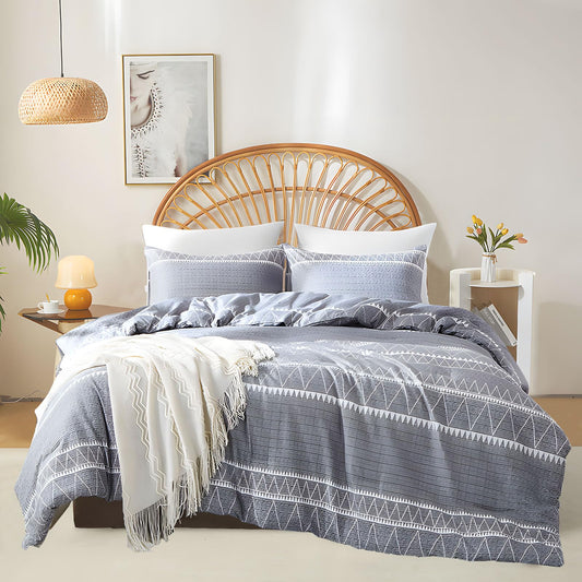 Boho Aztec King Comforter Set Grey