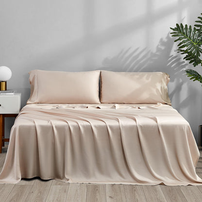 ACCURATEX Cooling Sheets Twin Size Sand - Viscose Made from Bamboo Luxury Hotel Sheet Set for Twin Size Bed Super Soft Breathable Bedding Sheets up to 16 inches Deep Pockect