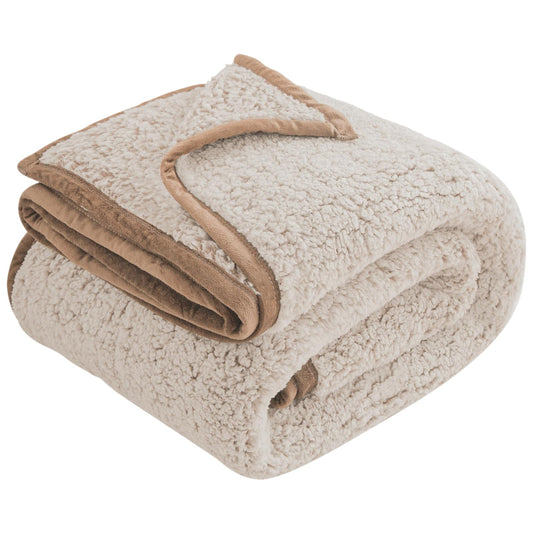 EMME Fleece Throw Blanket Plush Khaki