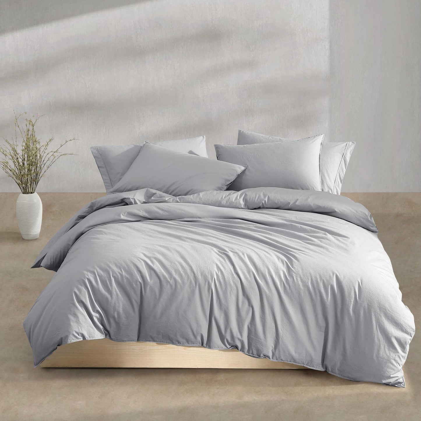 Calvin Klein - Queen Duvet Cover Set Modern Cotton Washed Percale Bedding with Matching Shams Cozy Home Decor Oeko-Tex Certified (Washed Percale Steel Blue Queen)