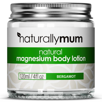 NaturallyMum - Magnesium Body Lotion [NATURAL & VEGAN] - Topical Magnesium Cream Lotion Support for Sleep Bone Heart & Muscle Health - Bergamot - Made in UK & Safe for Kids