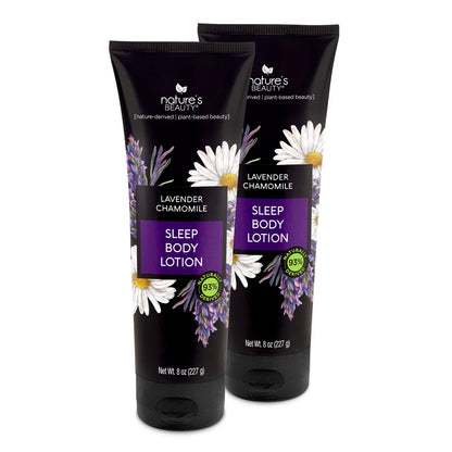 Natures Beauty Lavender Chamomile Sleep Body Lotion Multi-Pack - Lightweight Non-Greasy Moisturizer to Sooth & Relax Dry Skin Made w/Coconut Jojoba + Moringa Seed Oils 8 oz (2 Pack)