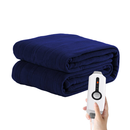 Minervada Heated Electric Blanket Full Size 72x84 10 Hour Auto Off 4 Heating Levels Polar Fleece Overheat Protection Machine Washable - Dark Blue