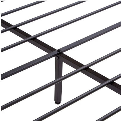 Full Size Metal Platform Bed Frame With Wooden Headboard And Footboard With USB LINER