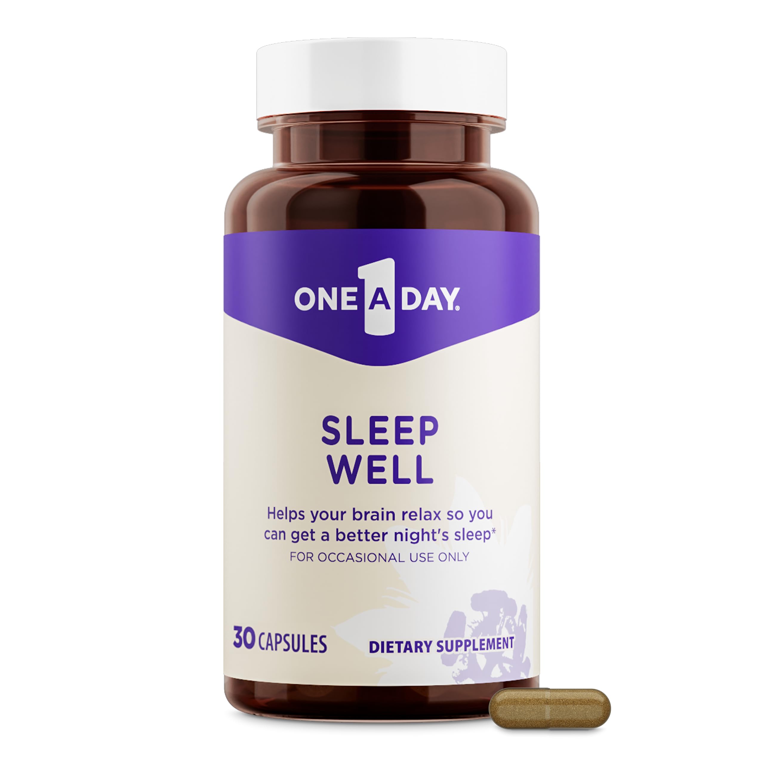 One A Day Sleep Supplement - Sleep Supplements for Adults Sleep Support with Passionflower and Melatonin Sleep Support with Sleep Well 30 Capsules