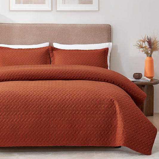 Hansleep King Quilt Set Burnt Orange