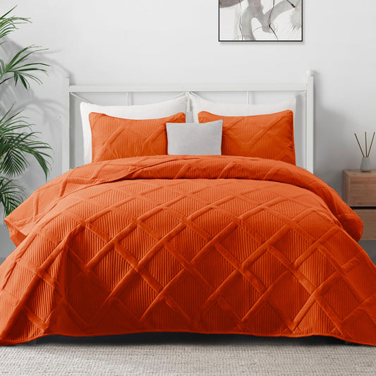 Exclusivo Mezcla Queen Quilt Set Burnt Orange