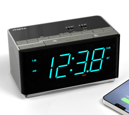 iTOMA Bluetooth Alarm Clock Radio USB